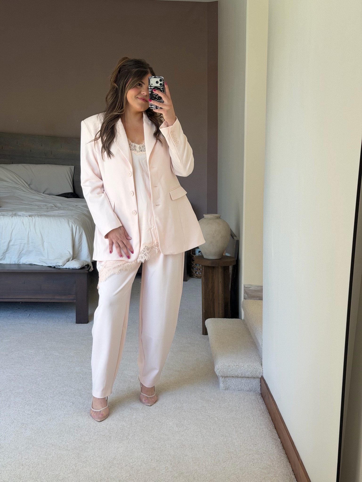Outfit from Walmart wearing size 14 in the trousers, XL in the blazer and XL in the lace top

Midsize, size 12, size 14, mom style, curvy outfit, office outfit, teacher, business casual. Work outfit