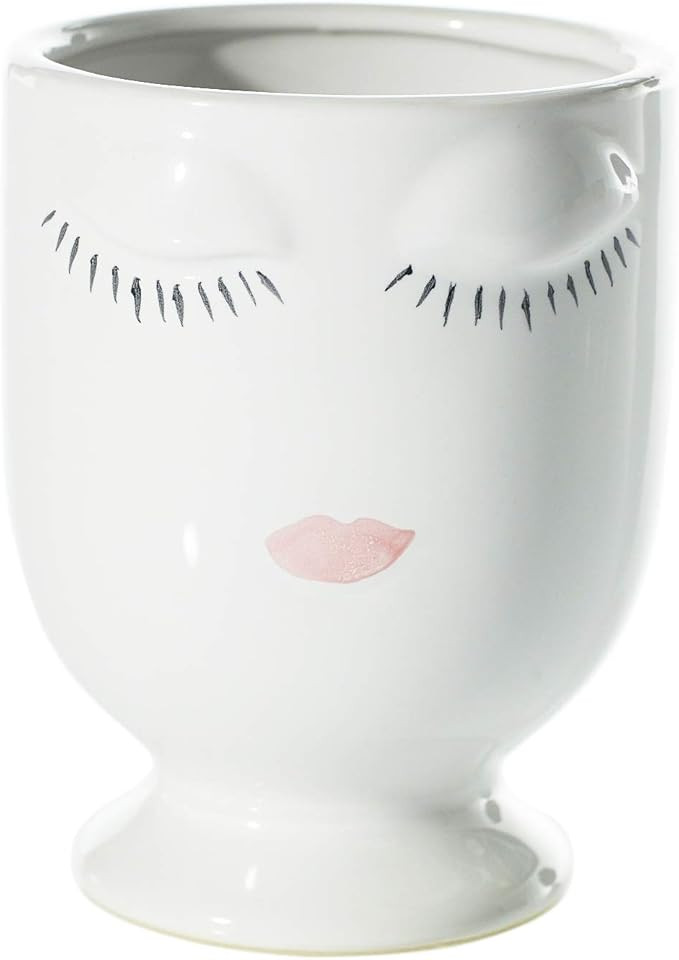 AC Decor Ceramic Planter with Painted Face (5", White) | Amazon (US)