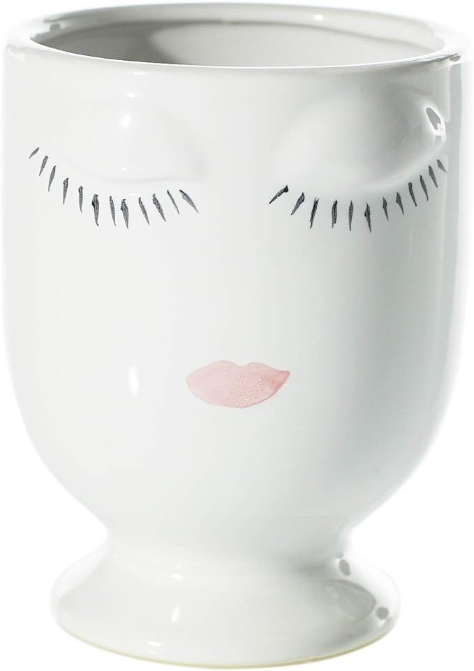 AC Decor Ceramic Planter with Painted Face (5", White) | Amazon (US)