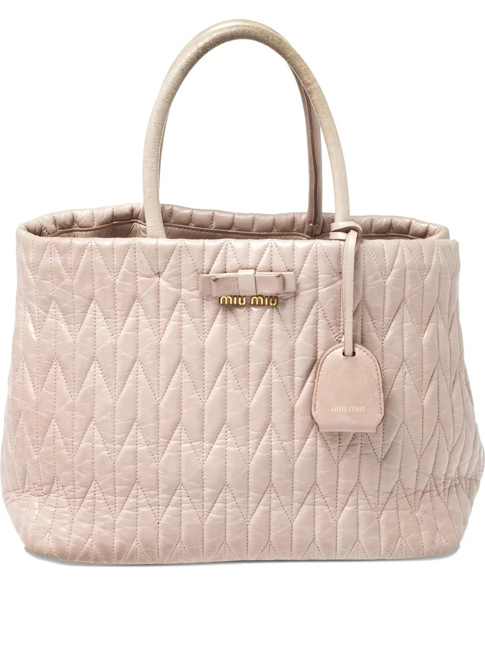 Miu Miu Pre-Owned matelassé leather tote bag - Pink | Farfetch Global