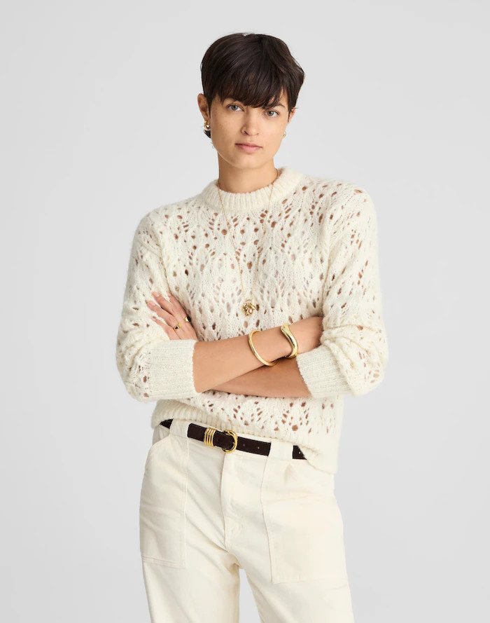 Pointelle-Stitch Drop-Shoulder Sweater | Madewell