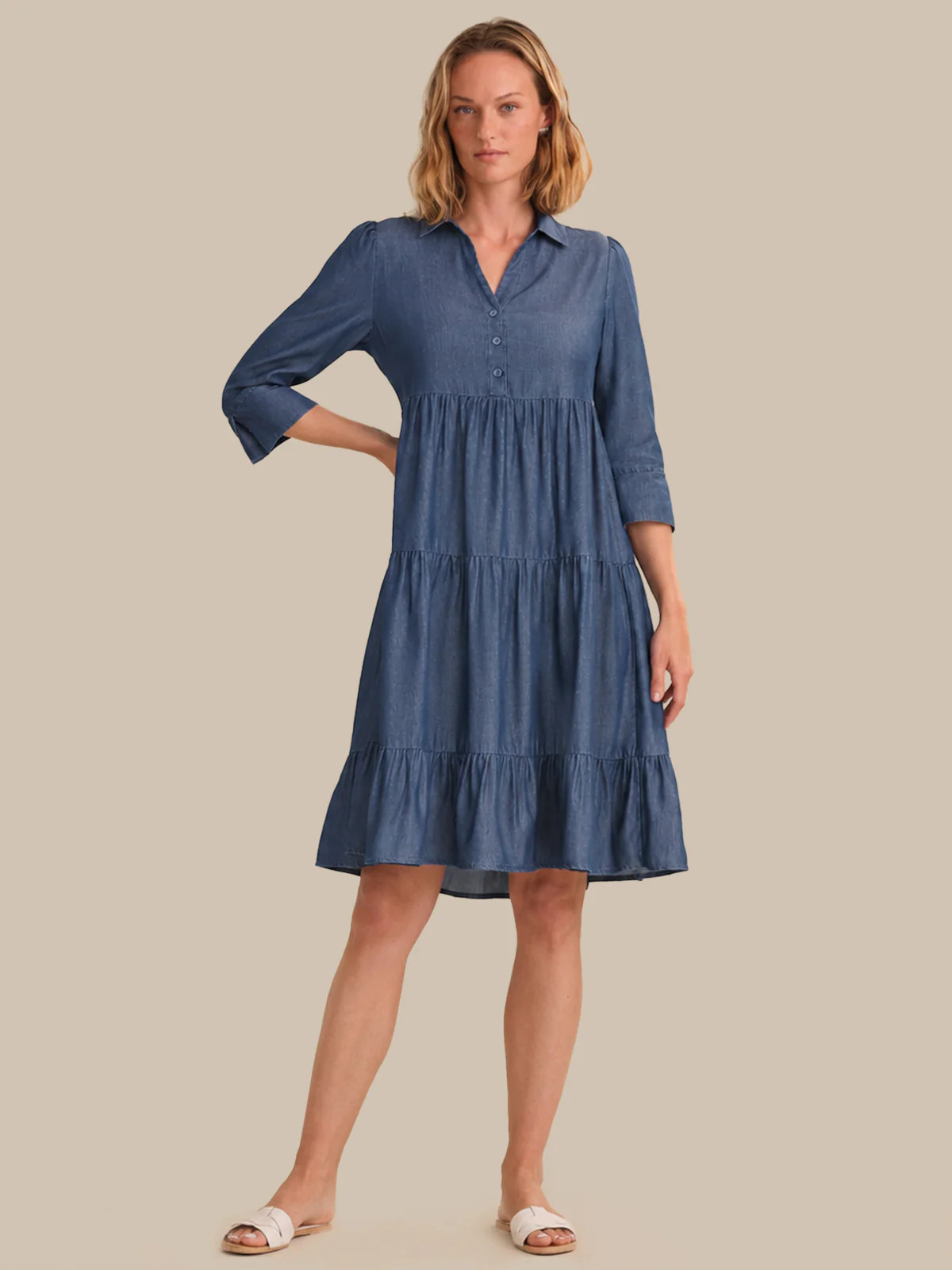 89th & Madison Denim Tiered Mini Dress | 89th + Madison