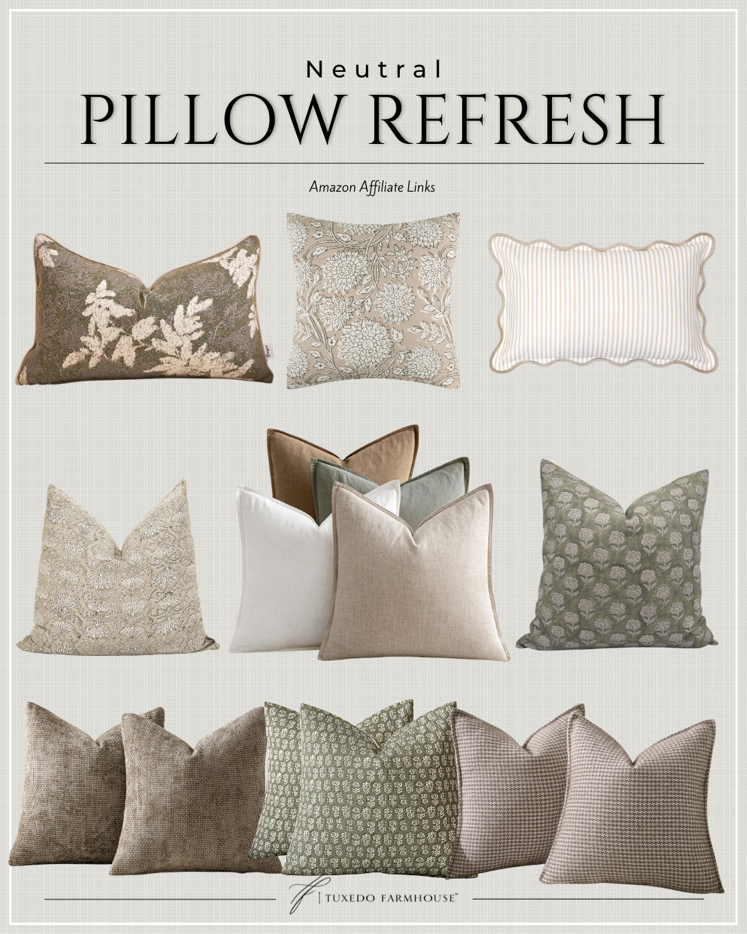Neutral pillow refresh = instant room upgrade 🤍✨

Mixing soft patterns, subtle texture, and earthy tones is the easiest way to make your space feel layered and designer without overthinking it. I love combining florals, stripes, and solids for that collected, cozy look that works year-round.

These are the exact pillows I’m loving right now—perfect for a quick seasonal refresh or a full living room reset 🌿

Everything is linked—tap to shop your favorites & elevate your space 🤎 #LTKhome #LTKfinds #pillowrefresh 

 