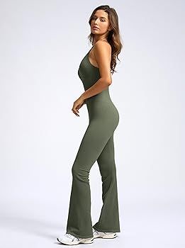 Workout Jumpsuits for Women Tummy Control Ribbed Seamless Romper | Amazon (US)