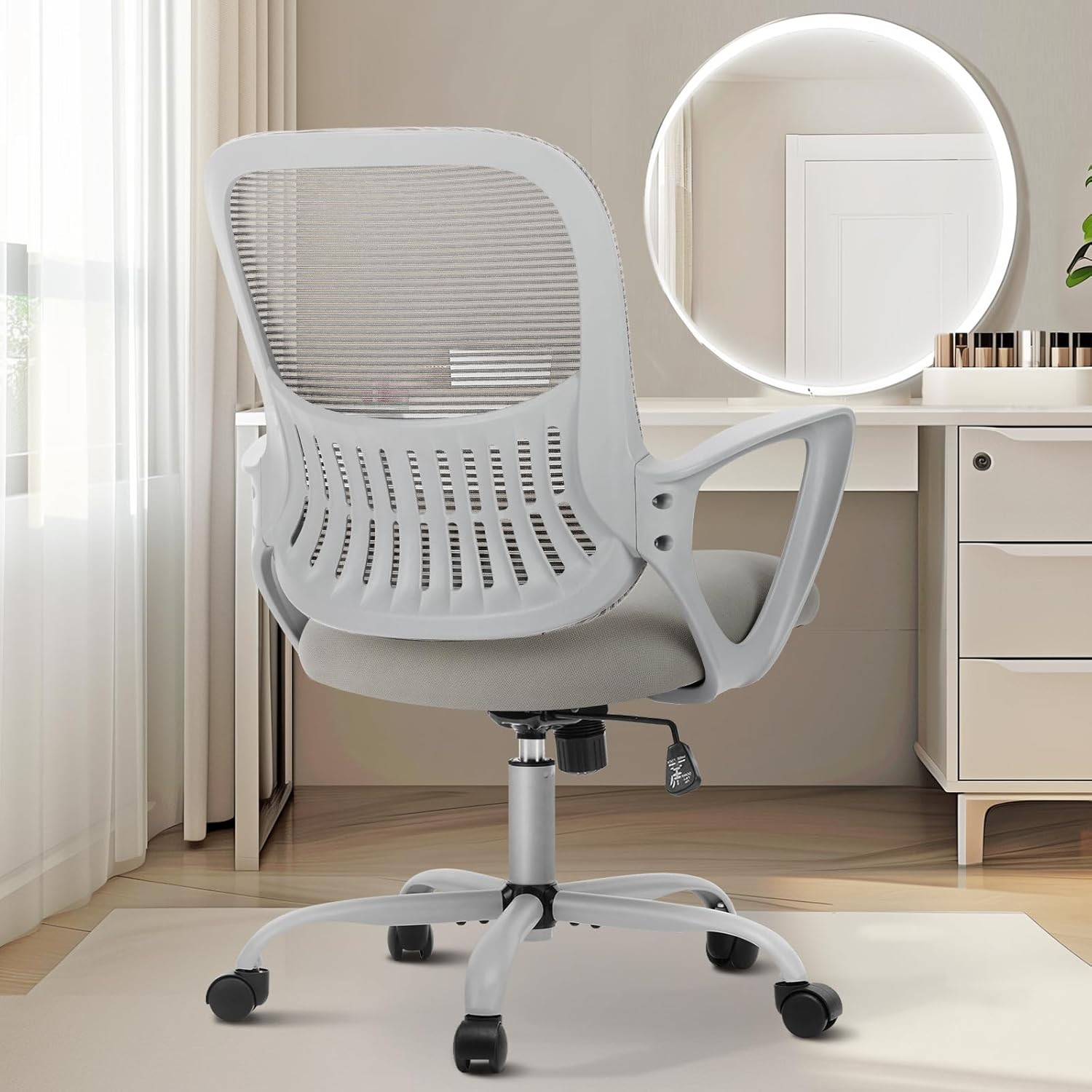 Office Computer Desk Managerial Executive Chair, Ergonomic Mid-Back Mesh Swivel Rolling Work with... | Amazon (US)