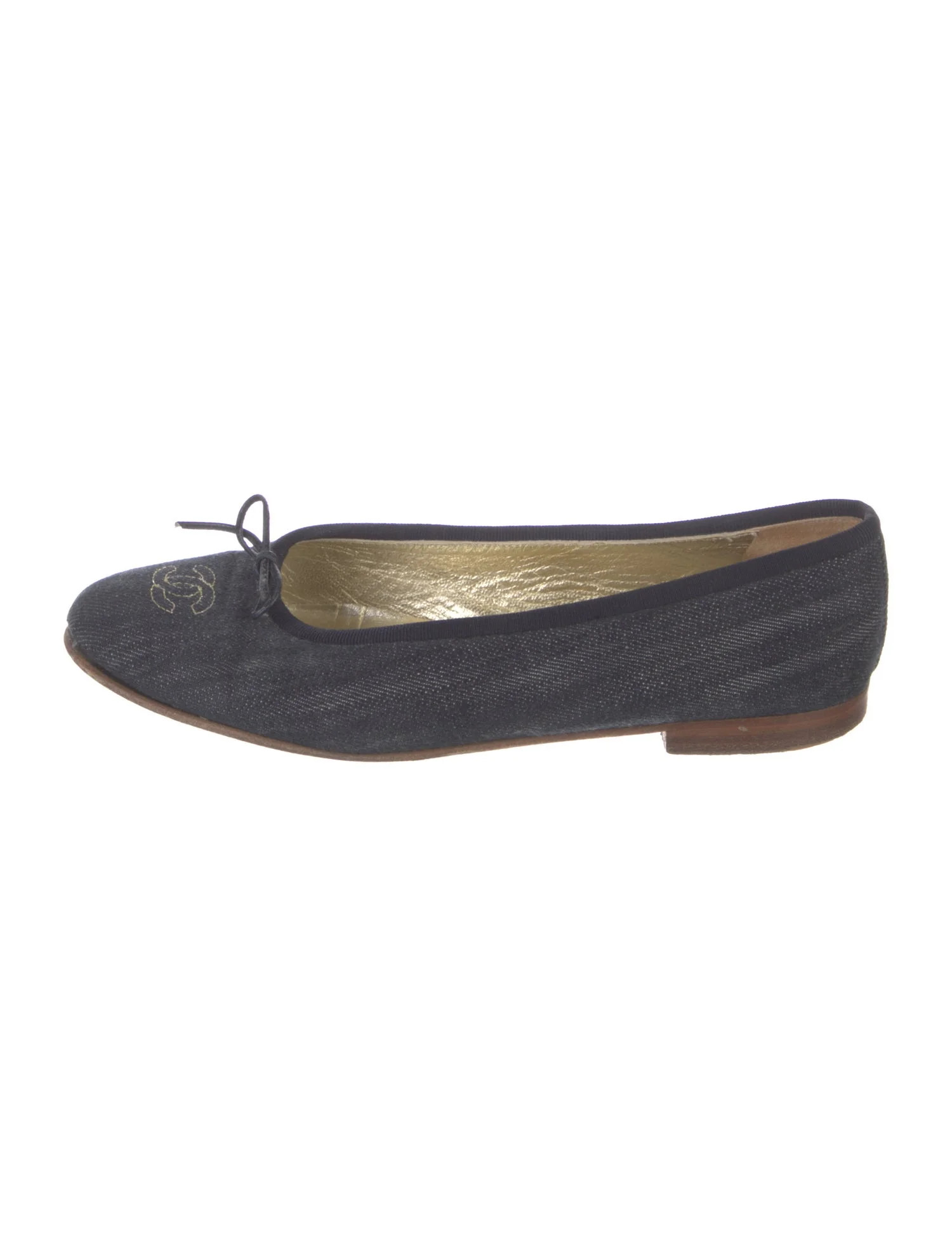 Interlocking CC Logo Denim Ballet Flats | The RealReal