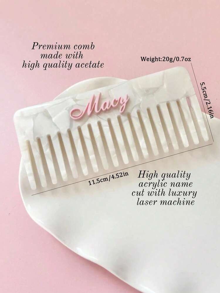 1 Personalized Elegant Ladies' Retro Acetate Comb With Faux Pearl Name Design - Hair Accessory, Solid Color, Birthday, Bridesmaid, Bride, Mother, Girlfriend | SHEIN