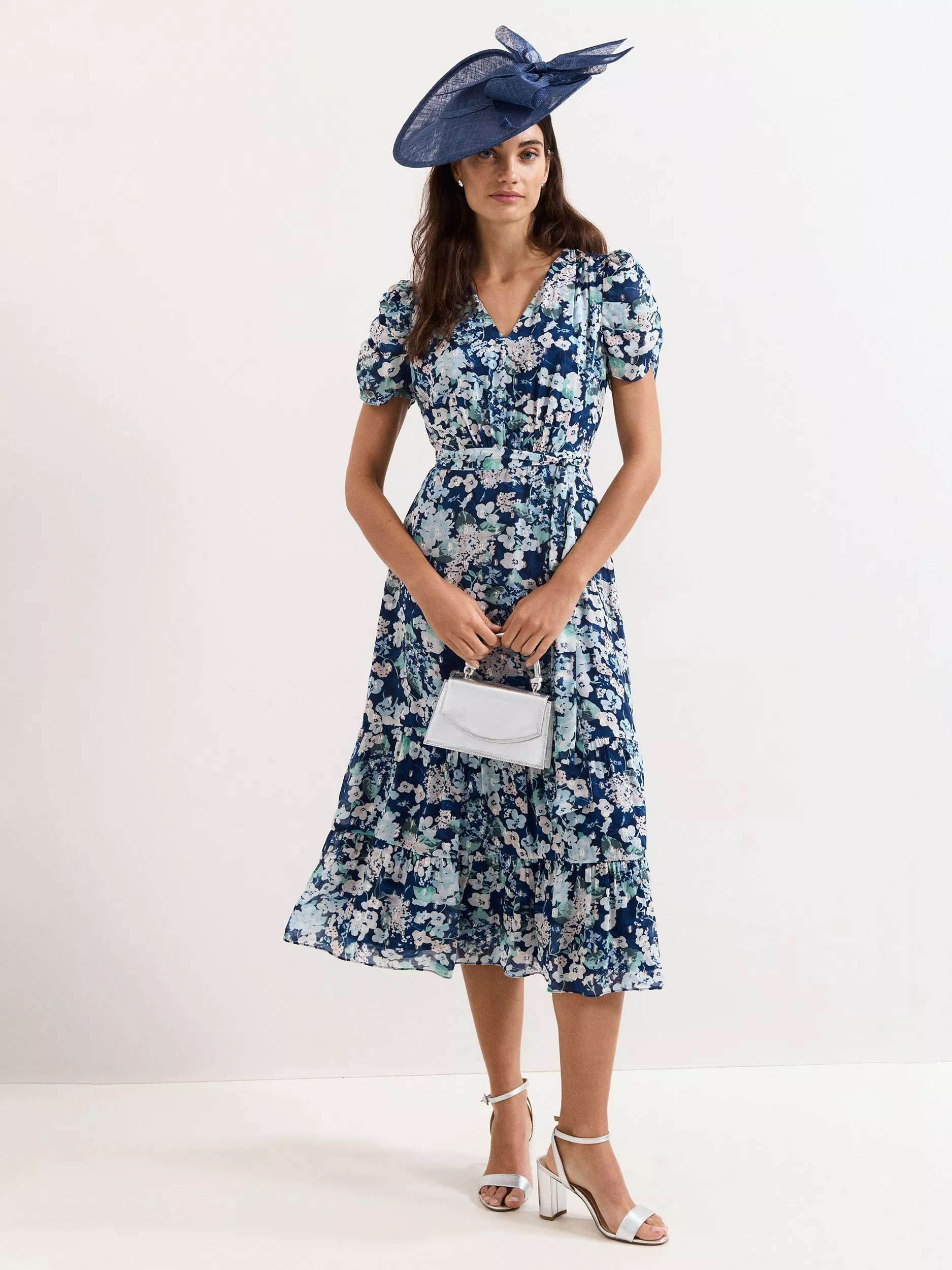 Phase Eight Azalea Fil Coupe Floral Dress, Indigo | John Lewis (UK)