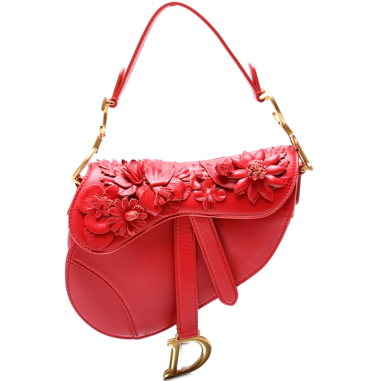 Mini Saddle Bag Lambskin 3D Floral | Keeks Designer Handbags