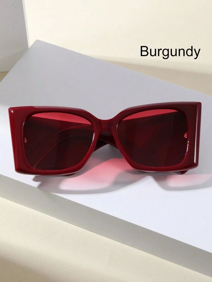 1pc Women's Cat Eye Sunglasses With Wide Burgundy Legs & High-End Personality For Fashion Show, S... | SHEIN