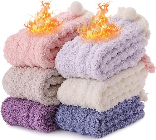 EBMORE Womens Fuzzy Socks Slipper Fluffy Cozy Comfy Cabin Plush Warm Winter Sleep Home Soft Socks | Amazon (US)