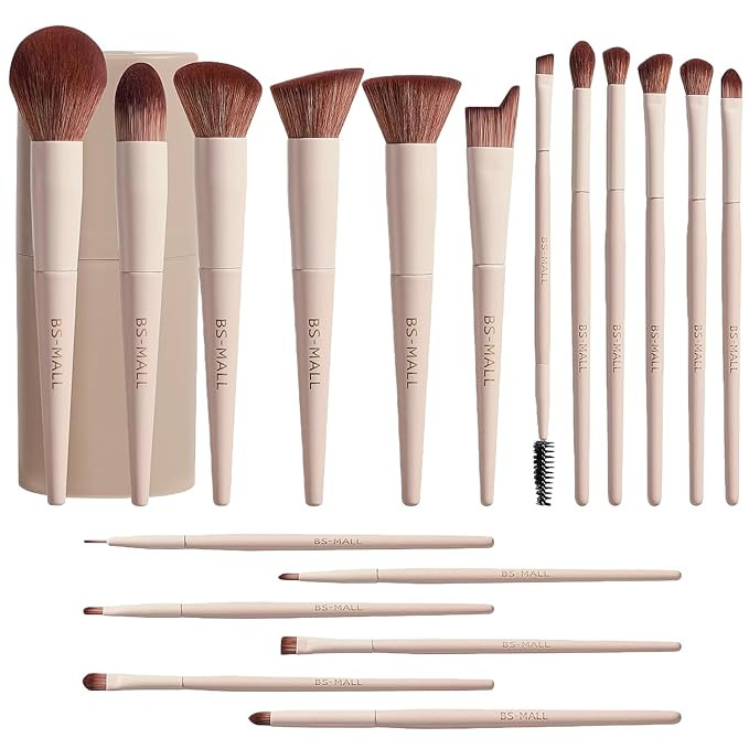 BS-MALL Professional Makeup Brush Set 18 Pcs Premium Synthetic Foundation Powder Concealers Eye S... | Amazon (US)
