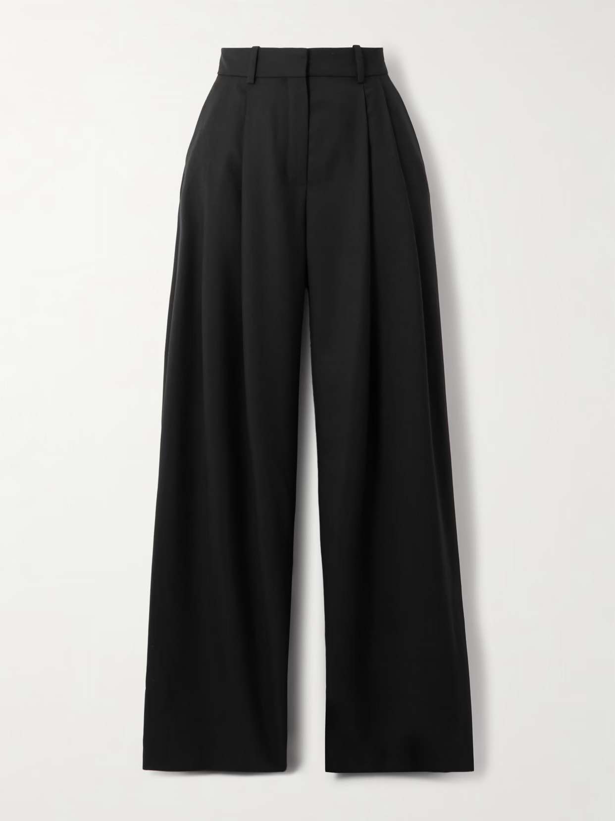 NINA RICCI - Pleated Wool-gabardine Wide-leg Pants - Black | NET-A-PORTER (US)