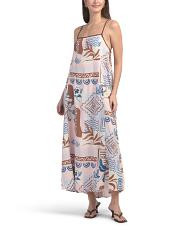 Linen Blend Electra Contrast Bind Maxi Cover-up Dress | TJ Maxx