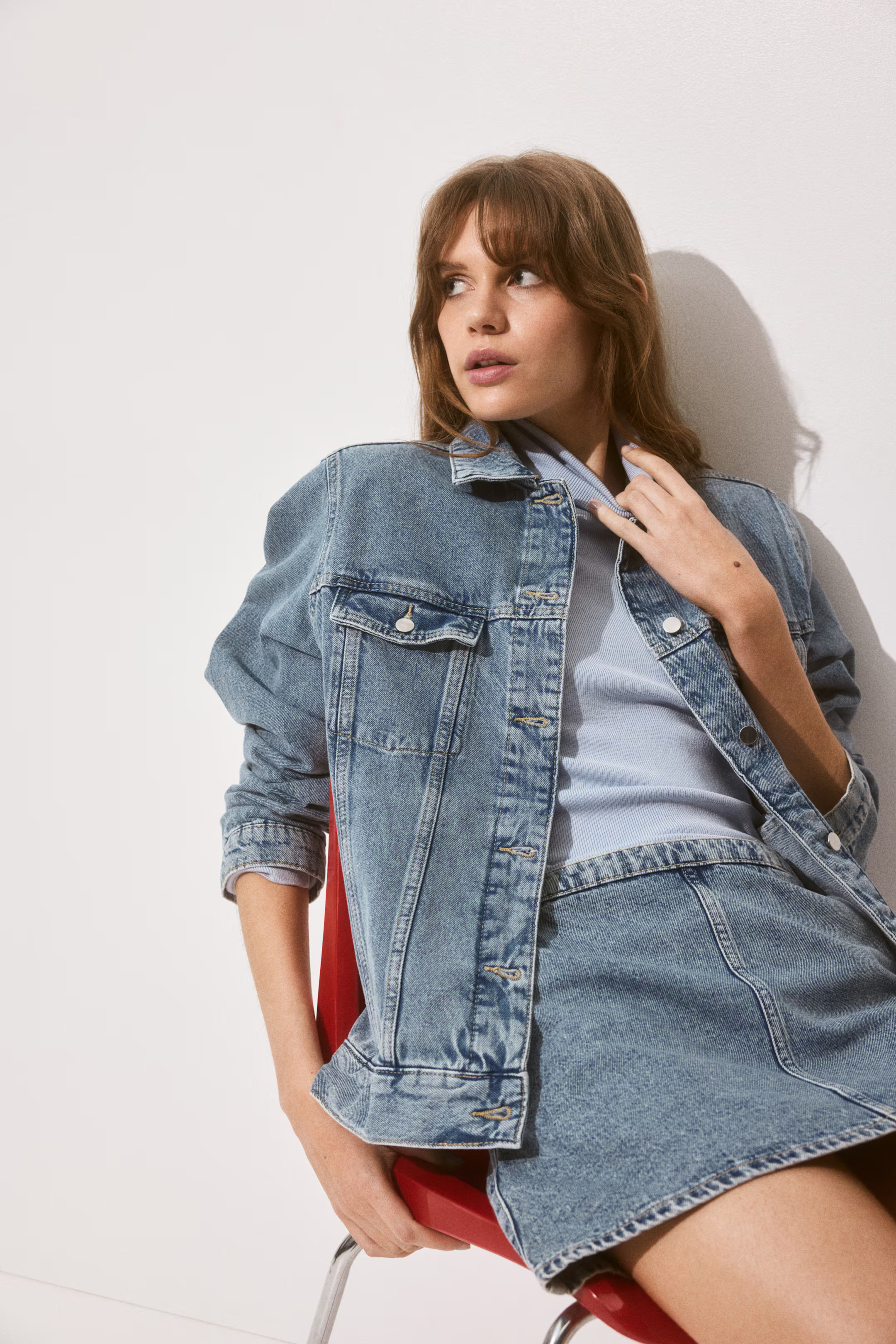 Shoulder-pad denim jacket | H&M (UK, MY, IN, SG, PH, TW, HK)