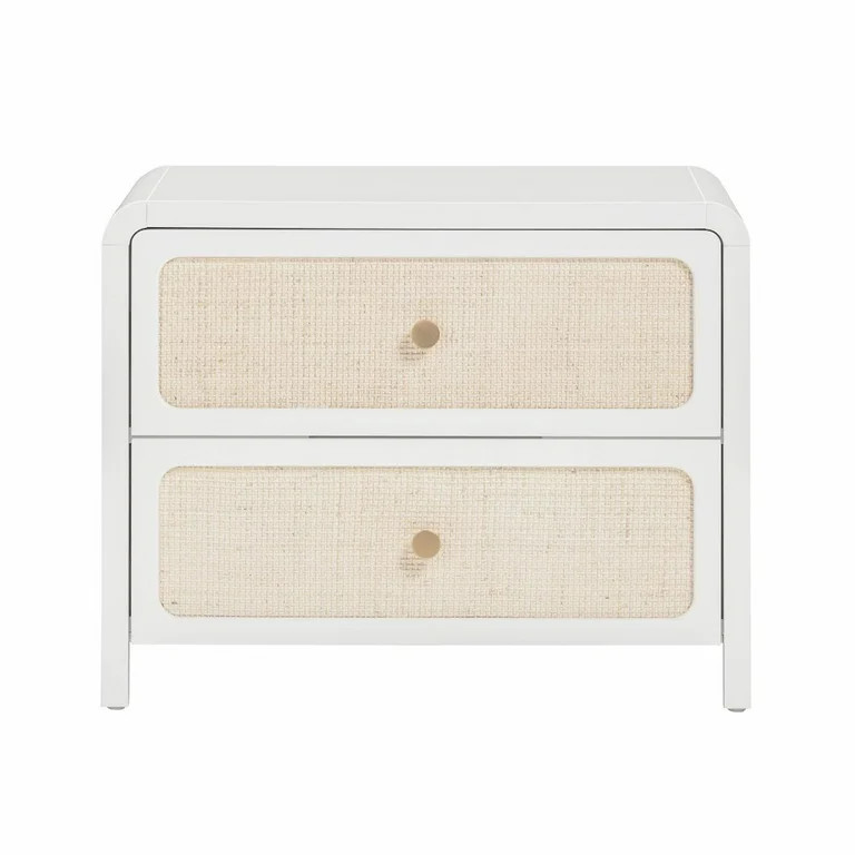 TOV Furniture Patty White Rattan 2 Drawer Nightstand | Walmart (US)