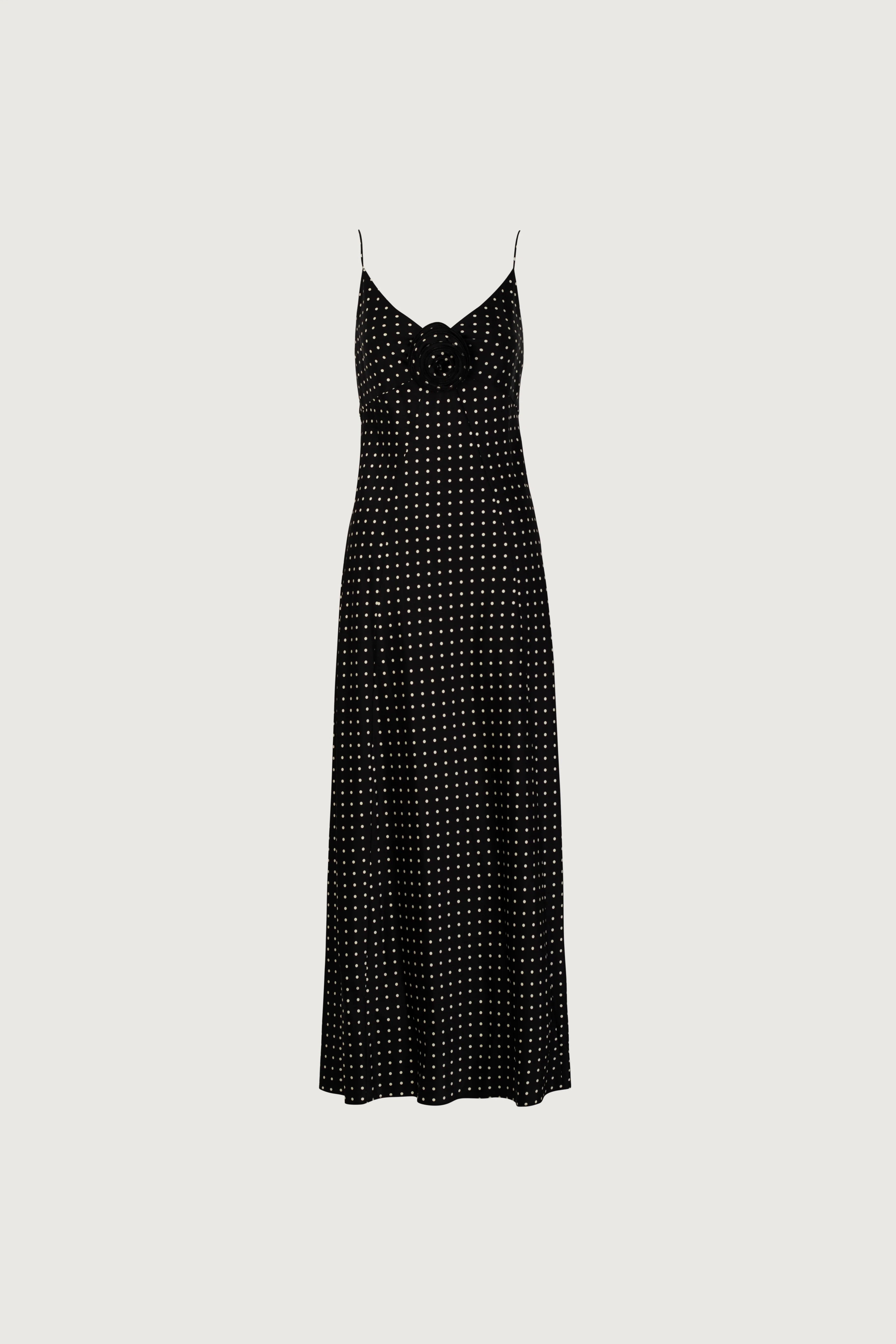 Deep V Rosette Gown (Black Polka Dot) | SAME