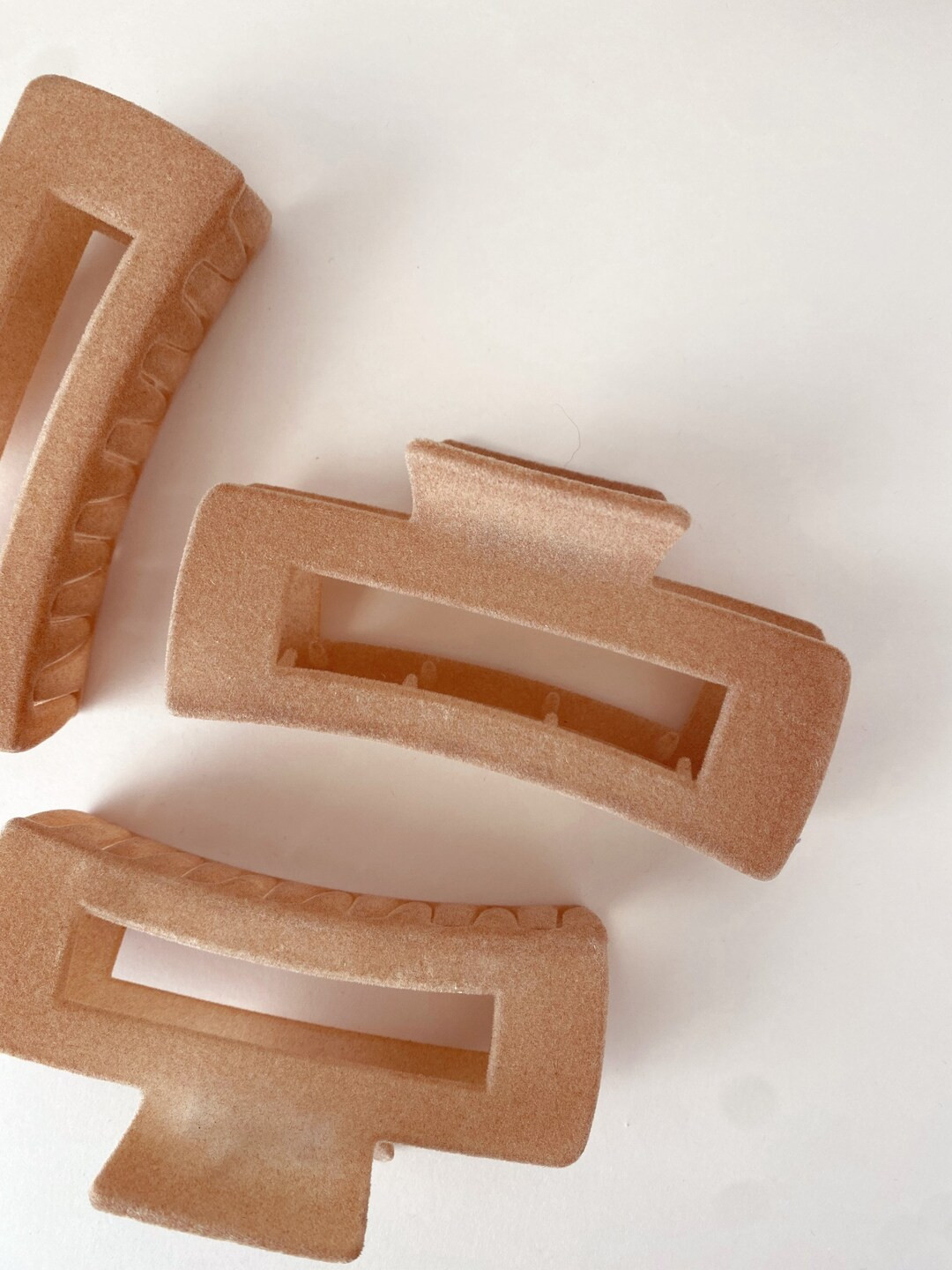 squared peach fuzz claw clip, hair clips, minimalist hair clip, hair claw | Etsy (US)