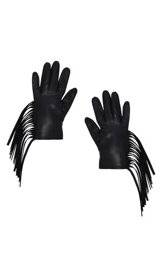 Short Fringed Gloves in Black | Revolve Clothing (Global)