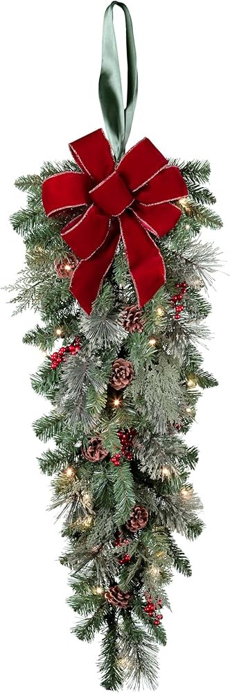 Haute Decor Classic 3 Foot Pre-lit Artificial Fir PE/PVC Christmas Swag, 30 Soft White LED Lights... | Amazon (US)