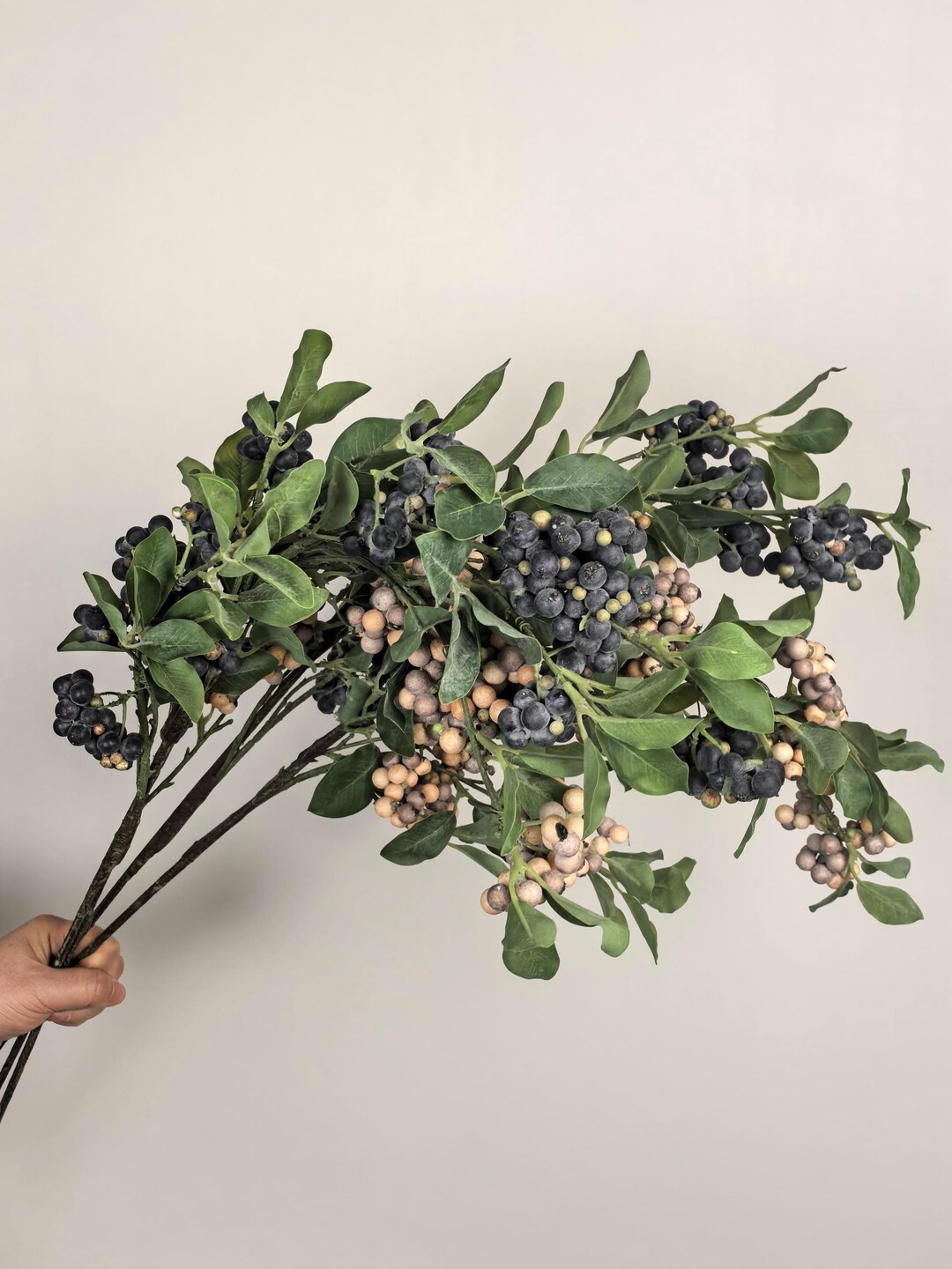 Long Stems Berries, Faux Blueberry Stems for DIY Christmas Wreath, Faux Flower Arrangement for Ho... | Etsy (US)