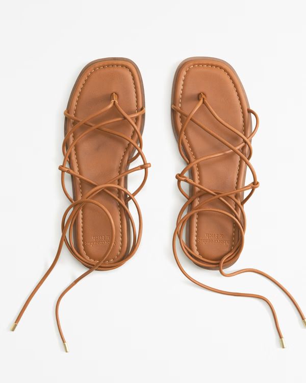 Vegan Leather Flat Sandals | Abercrombie & Fitch (US)