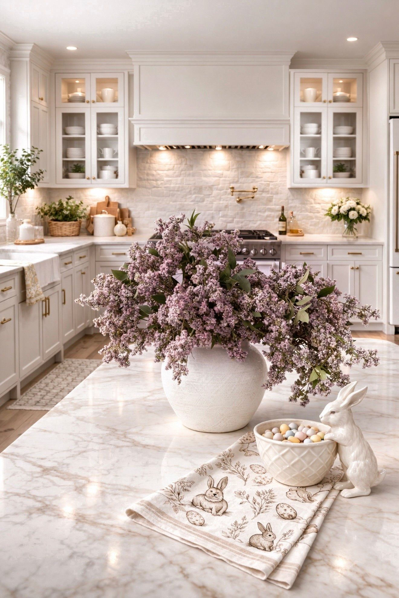 Spring Kitchen Island Styling With Faux Berry Stems & Bunny Decor

Follow @farmtotablecreations on Instagram for more neutral home inspiration 🤍

Fresh spring styling that makes your kitchen feel bright, cozy, and elevated. A full arrangement of soft lavender faux berry stems in a textured ceramic vase creates a beautiful statement centerpiece, while a simple bunny accent and pastel candy bowl add a subtle seasonal touch without feeling overdone. The neutral bunny-print tea towel brings in warmth, texture, and a hint of Easter charm while keeping the look clean and timeless. This is an easy, designer-inspired way to refresh your island for spring.

#kitchenisland #kitchendecor #kitchenstyling #springdecor #easterdecor #bunnydecor #counterdecor #vasedecor #fauxflowers #berrystem #kitchenaccessories #neutraldecor #homedecor #decorfinds #tabledecor #centerpiece #kitchenideas #kitcheninspiration #whitekitchen

#LTKSaleAlert #LTKSeasonal #LTKHome