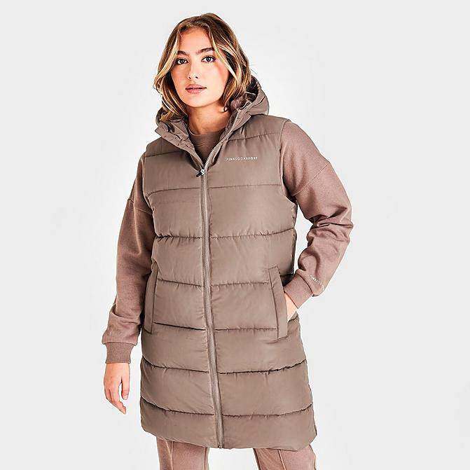 Women's Pink Soda Kahlo Longline Padded Hooded Puffer Vest | Finish Line (US)