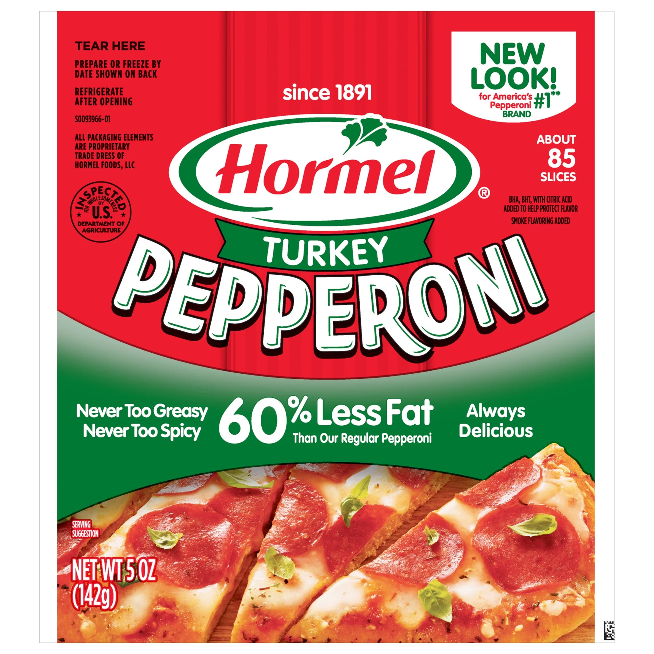 HORMEL Turkey Pepperoni, Pizza Topping, Gluten Free, Refrigerated, 5 oz Package​ | Walmart (US)