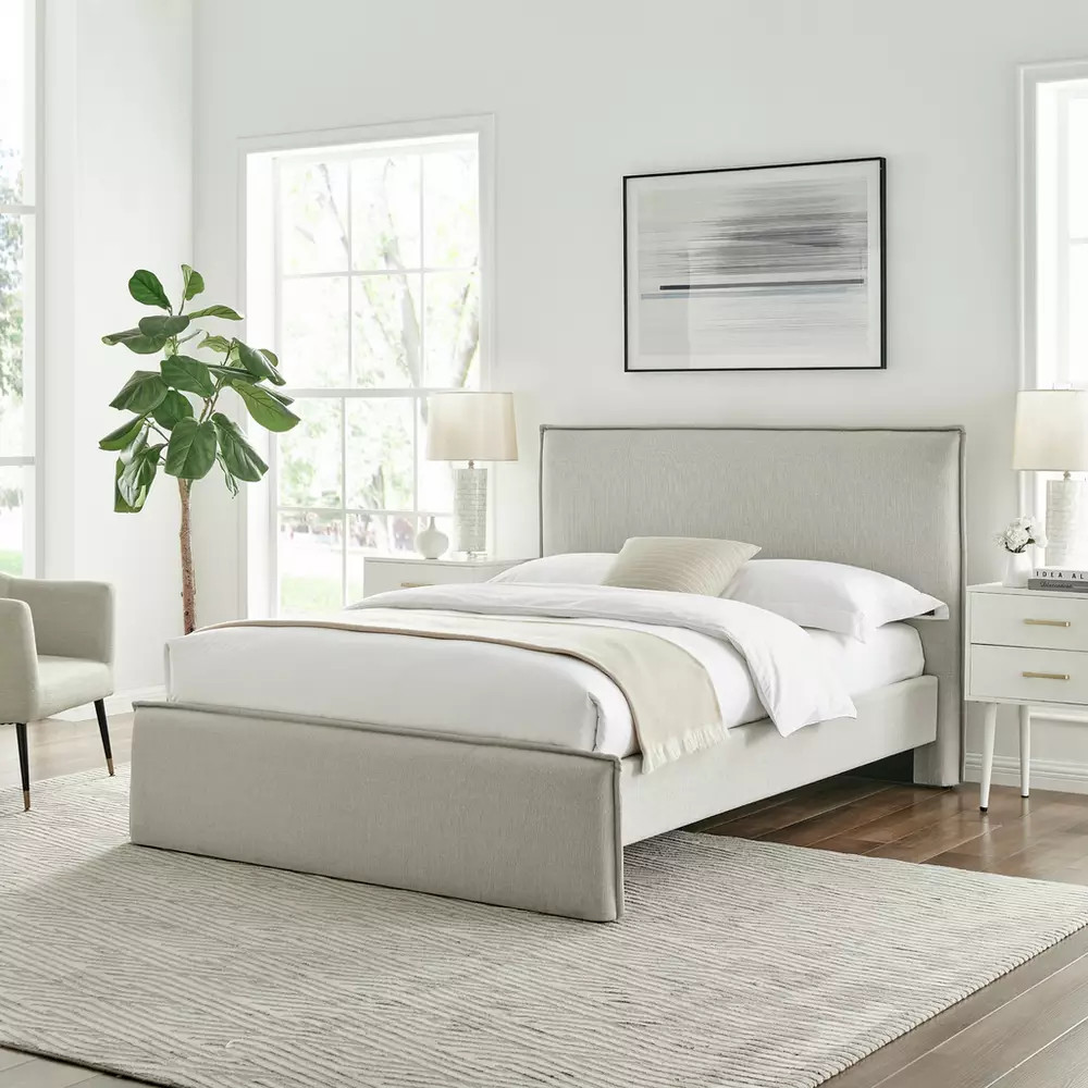 Habitat Herbie Double Fabric Bed Frame - Natural | Habitat UK