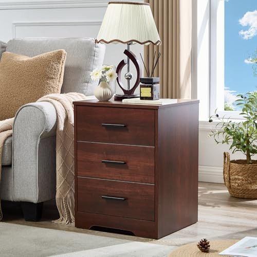 Cherry Wood Dresser for Bedroom, 3 Drawer Dresser with Charging Station | Amazon (US)