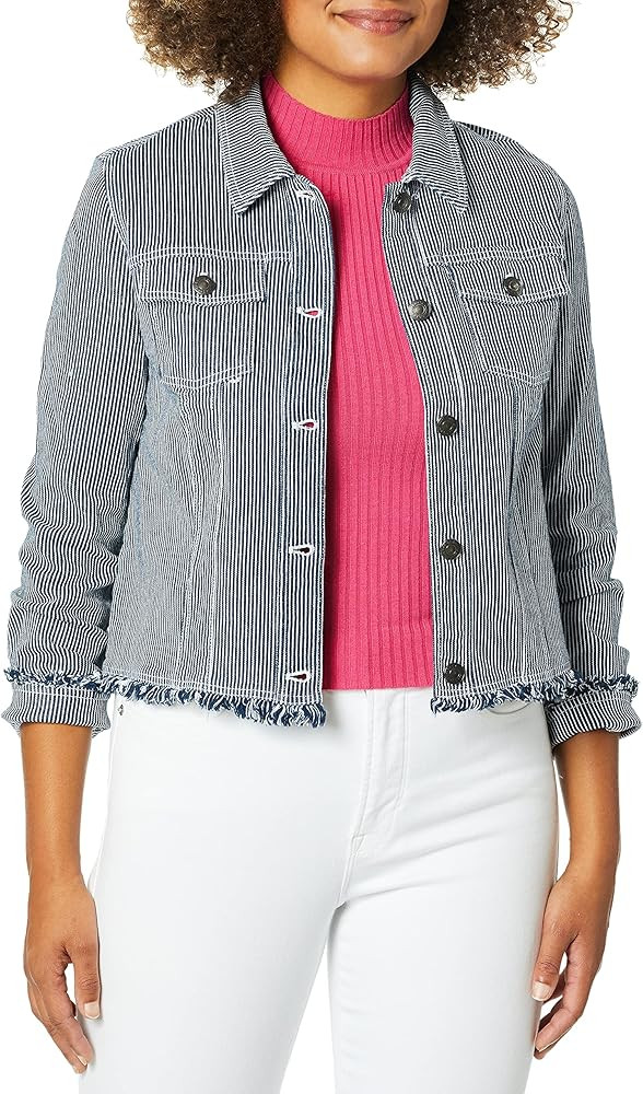 cupcakes and cashmere Women's Montreal Railroad Stripe Denim Jacket | Amazon (US)