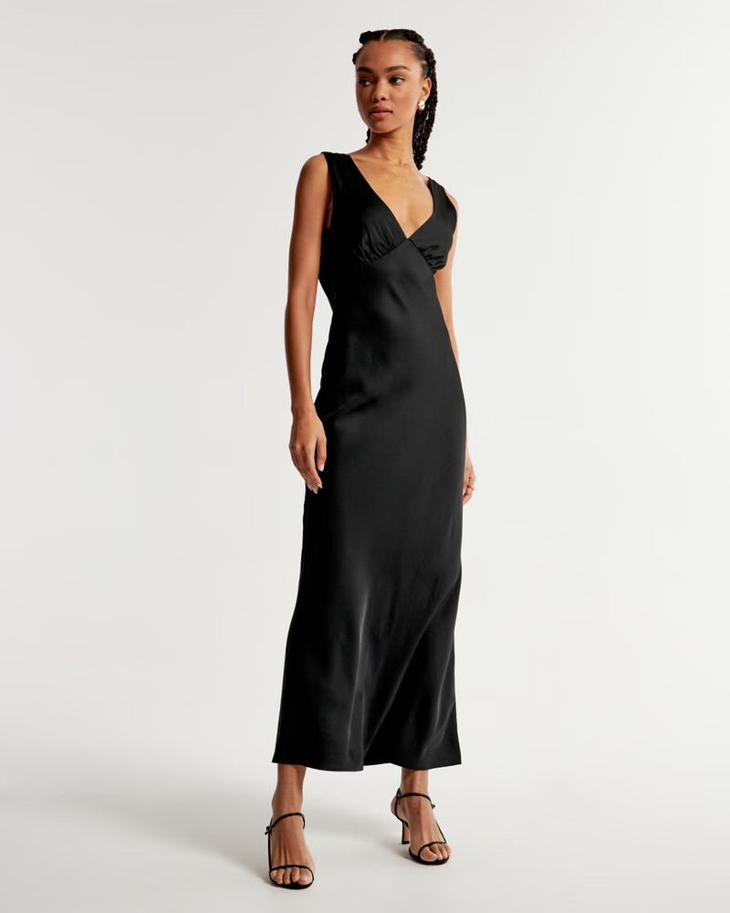 Women's Plunge Cowl Back Maxi Dress | Women's New Arrivals | Abercrombie.com | Abercrombie & Fitch (US)