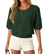 PRETTYGARDEN Women Short Sleeve Lightweight Knit Cardigans | Soft Button Up Shirts, Comfy Sweater... | Amazon (US)