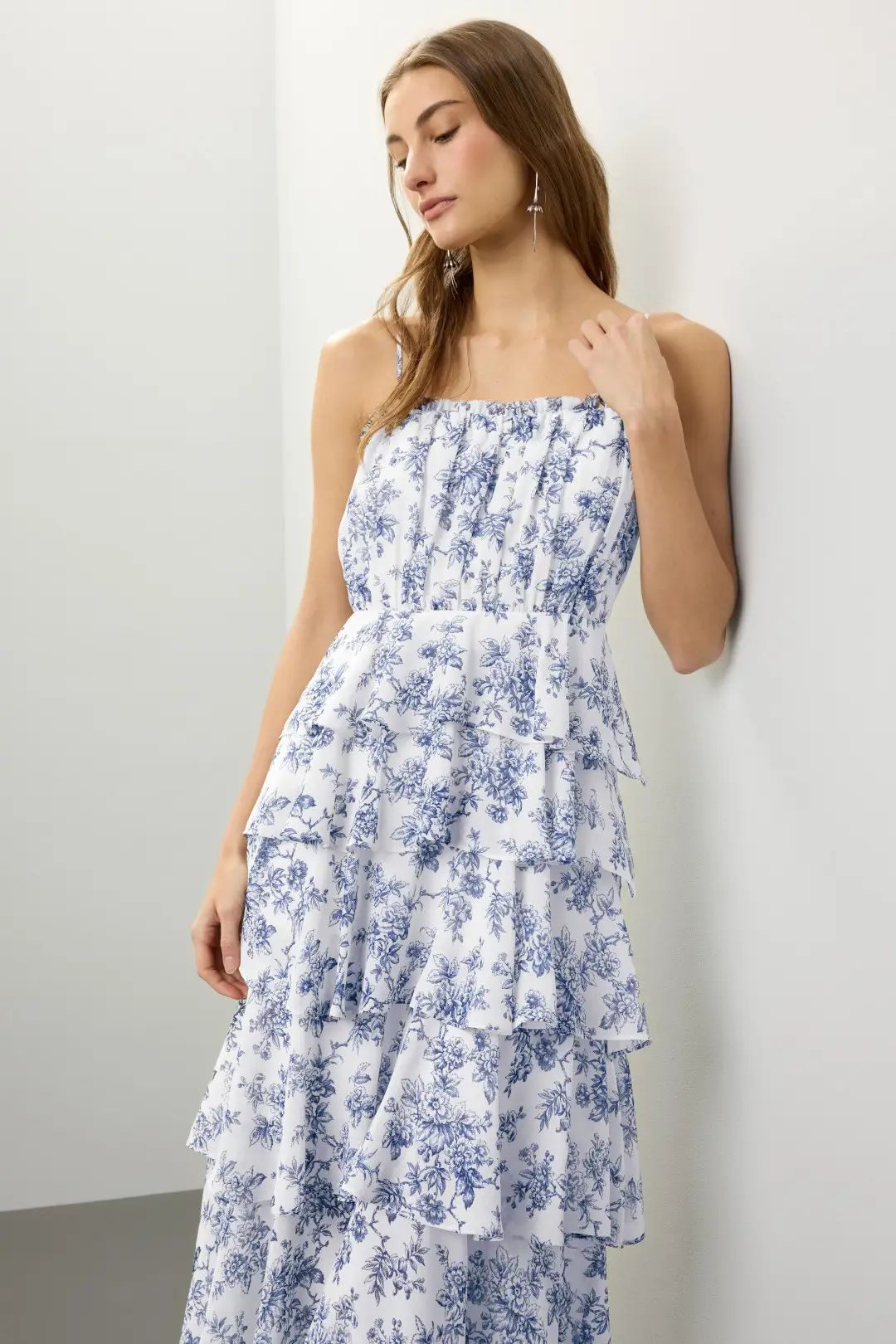 Jason Wu Collective Navy Floral Tiered Dress | Rent the Runway