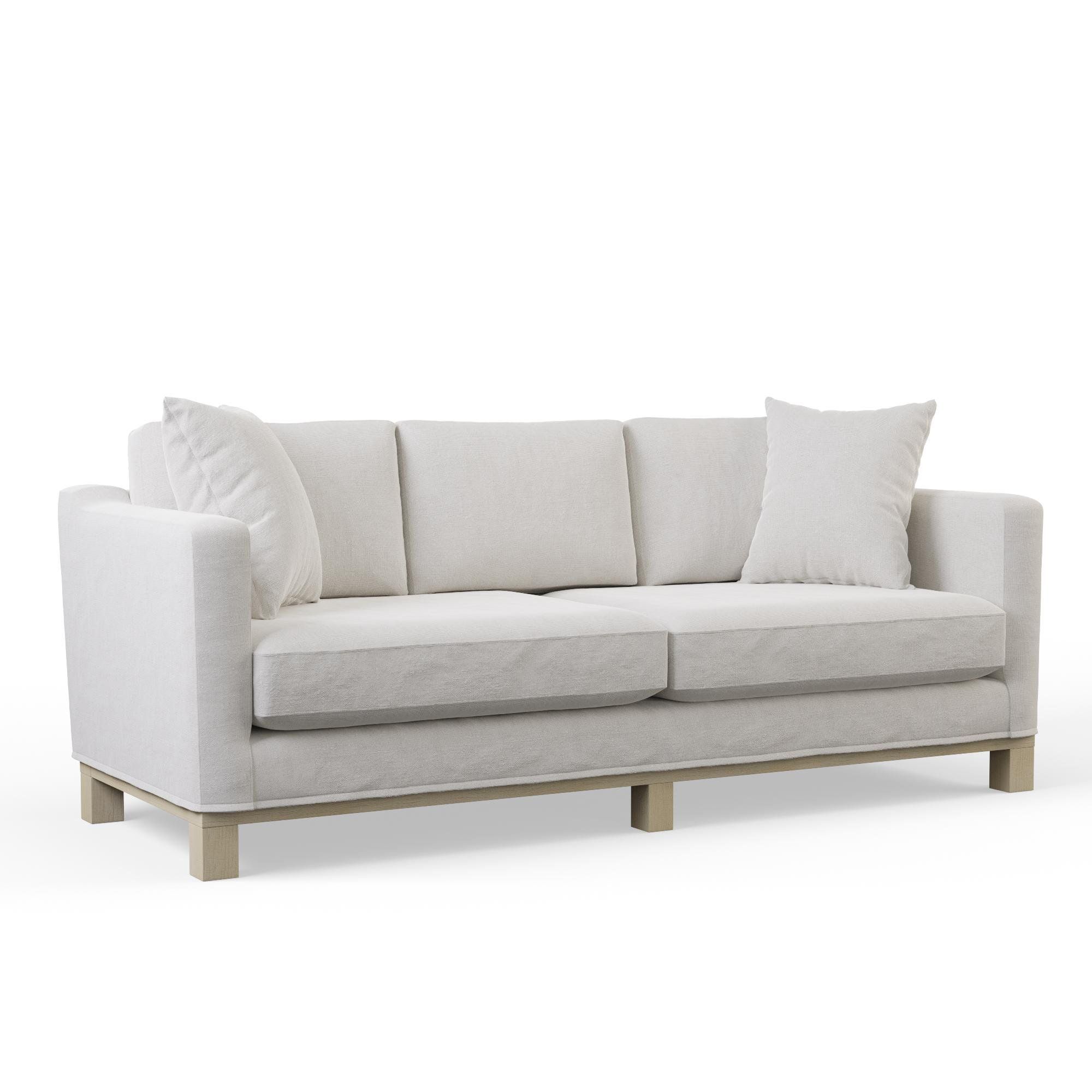 Mayview Upholstered Track Arm Wood Base Sofa with Throw Pillows, Oat | Walmart (US)