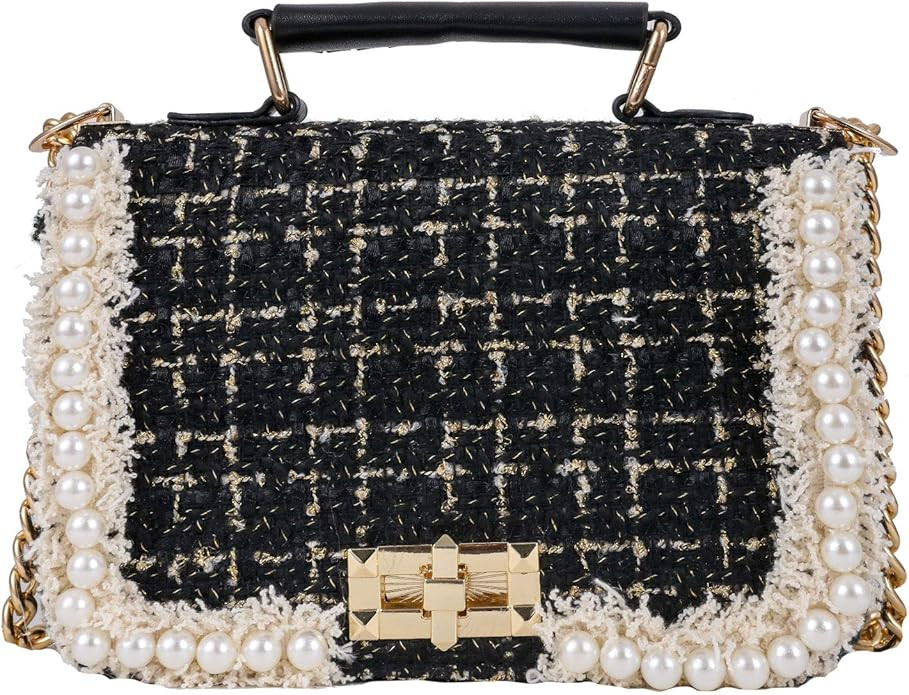 Qiayime Purses and Handbags for Women Fashion Ladies Top Handle Satchel Shoulder Tote Pearl bead ... | Amazon (US)