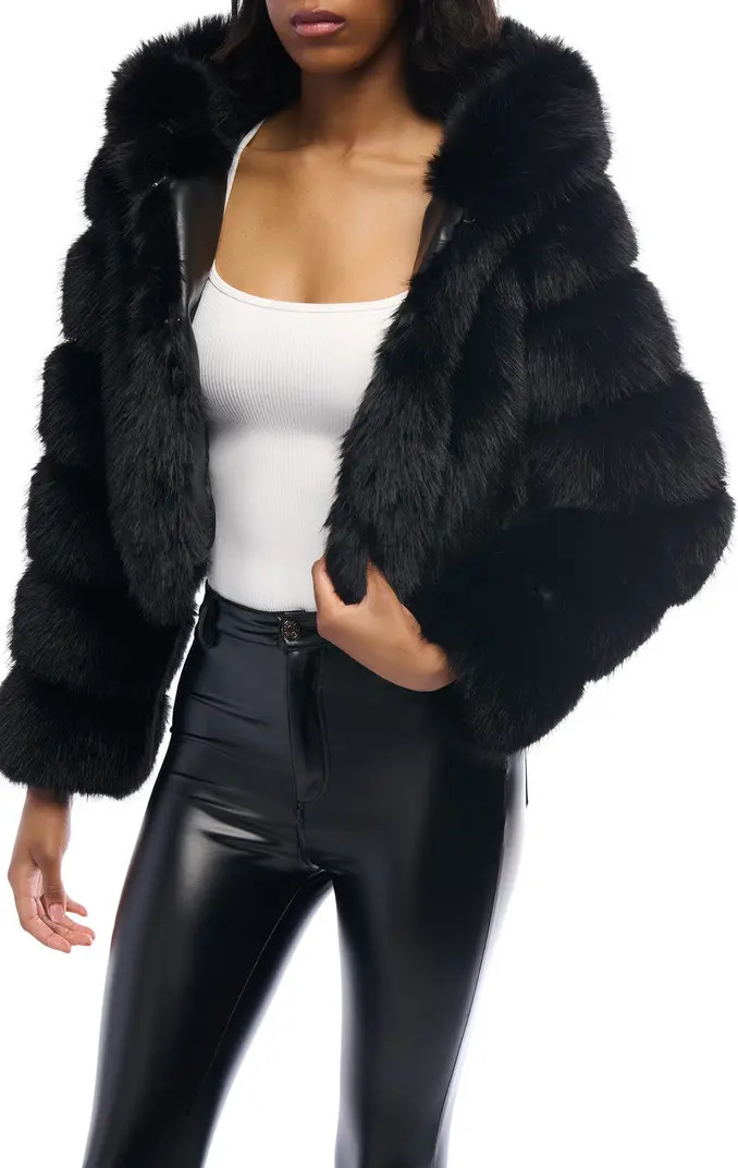 Jolene Crop Faux Fur Hooded Jacket | Nordstrom