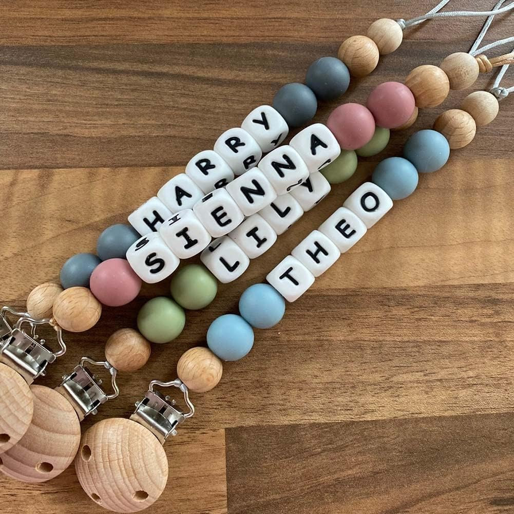 Personalized Pacifier Clip with Name Monogram Pacifier Clip Newborn Silicone Paci Holder | Amazon (US)