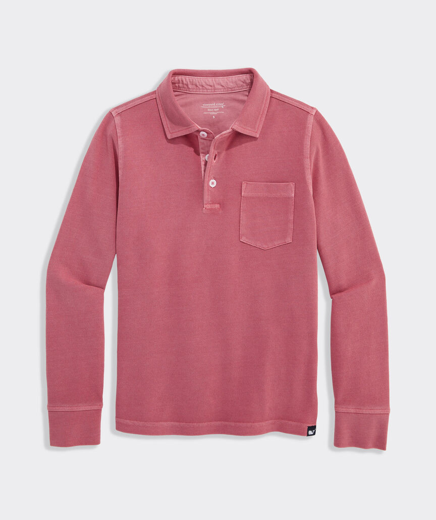 Boys' Lived-In Long-Sleeve Pique Polo | vineyard vines