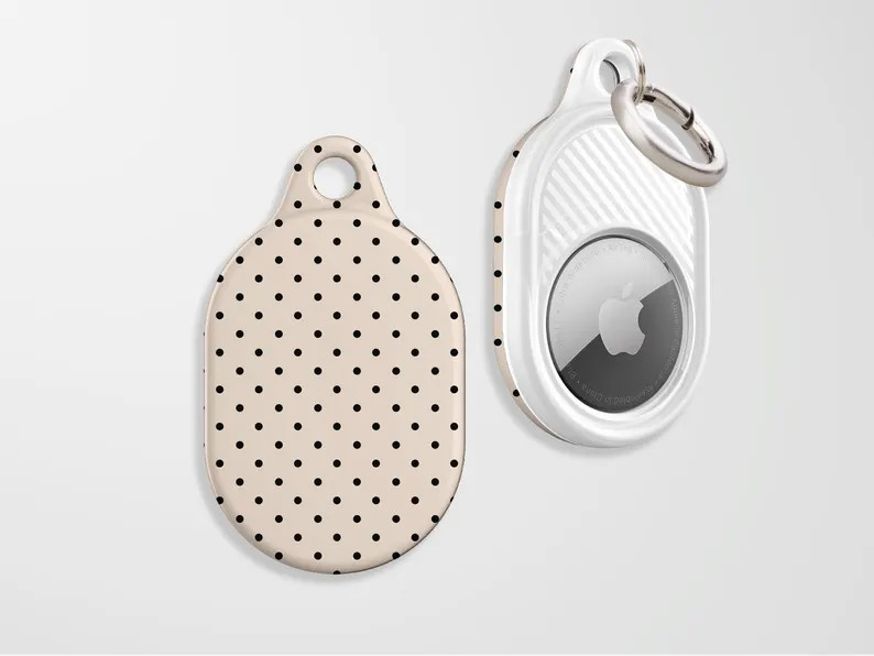 Black and Beige Polka Dot AirTag Case: Trendy Dots AirTag Keychain | Etsy (US)
