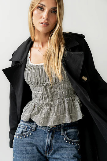Naya Gingham Tank Top in Black | Böhme US
