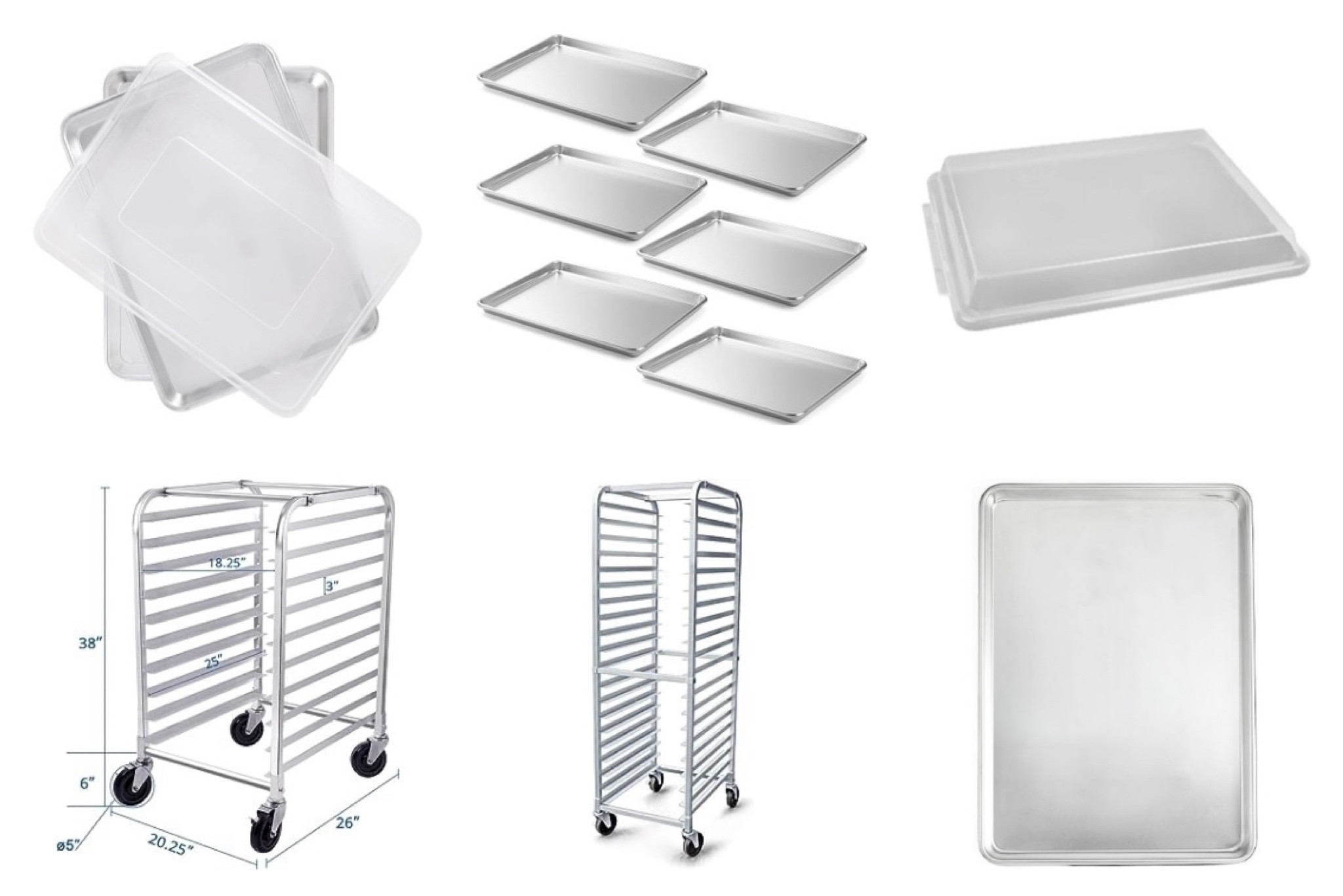 Sheet pans, lids and bakery racks 