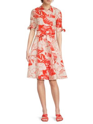 Calvin Klein Floral Cotton Dress on SALE | Saks OFF 5TH | Saks Fifth Avenue OFF 5TH