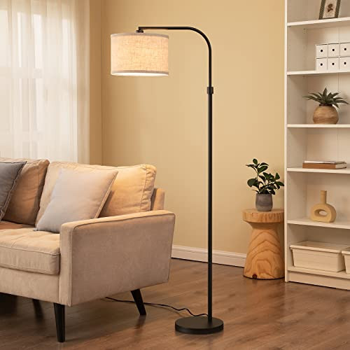 EDISHINE Modern Black Arched Floor Lamp, Metal Standing Arc Lamp with Foot Switch, Corner Reading Light with Hanging Lampshade for Living Room, Bedroom, Home Office, Study Room, Reading Corner | Amazon (US)