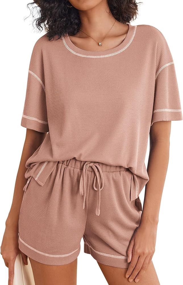 Ekouaer Pajama Sets for Women 2 Piece Waffle Knit Lounge Set Two Piece Loungewear Matching Outfit... | Amazon (US)
