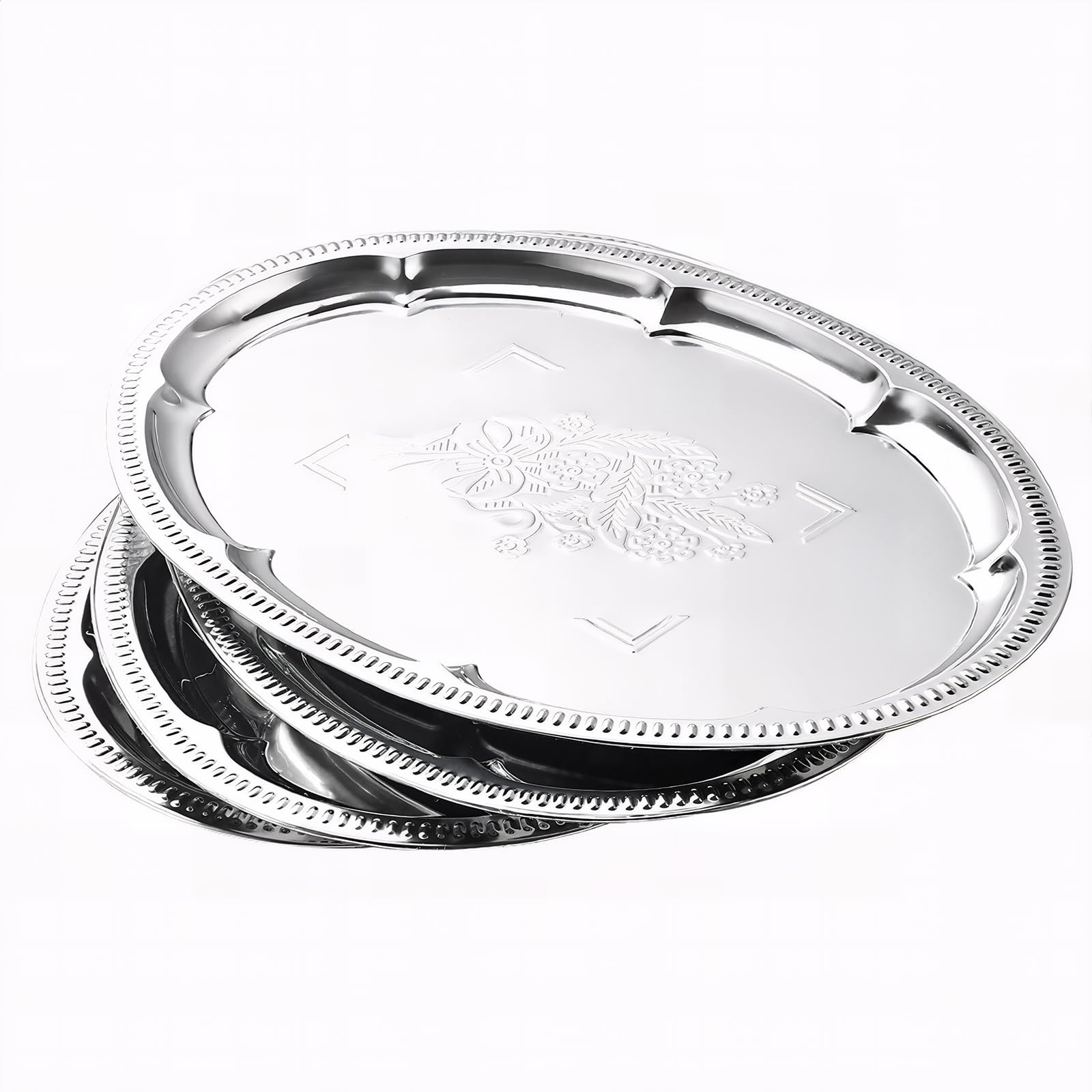 Paquete de 4 bandejas plateadas de 15.7 x 11.8 pulgadas para juego de fiesta, platos ovalados con... | Amazon (US)