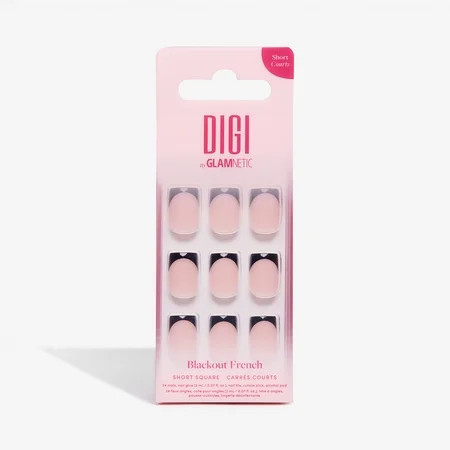 DIGI by Glamnetic Short Square Artificial Press-on Nails, Blackout French, 24 Pieces | Walmart (US)