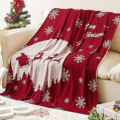 Whale Flotilla 100% Cotton Christmas Throw Blanket, Soft Knit Christmas Blanket for Couch, Decorativ | Amazon (US)