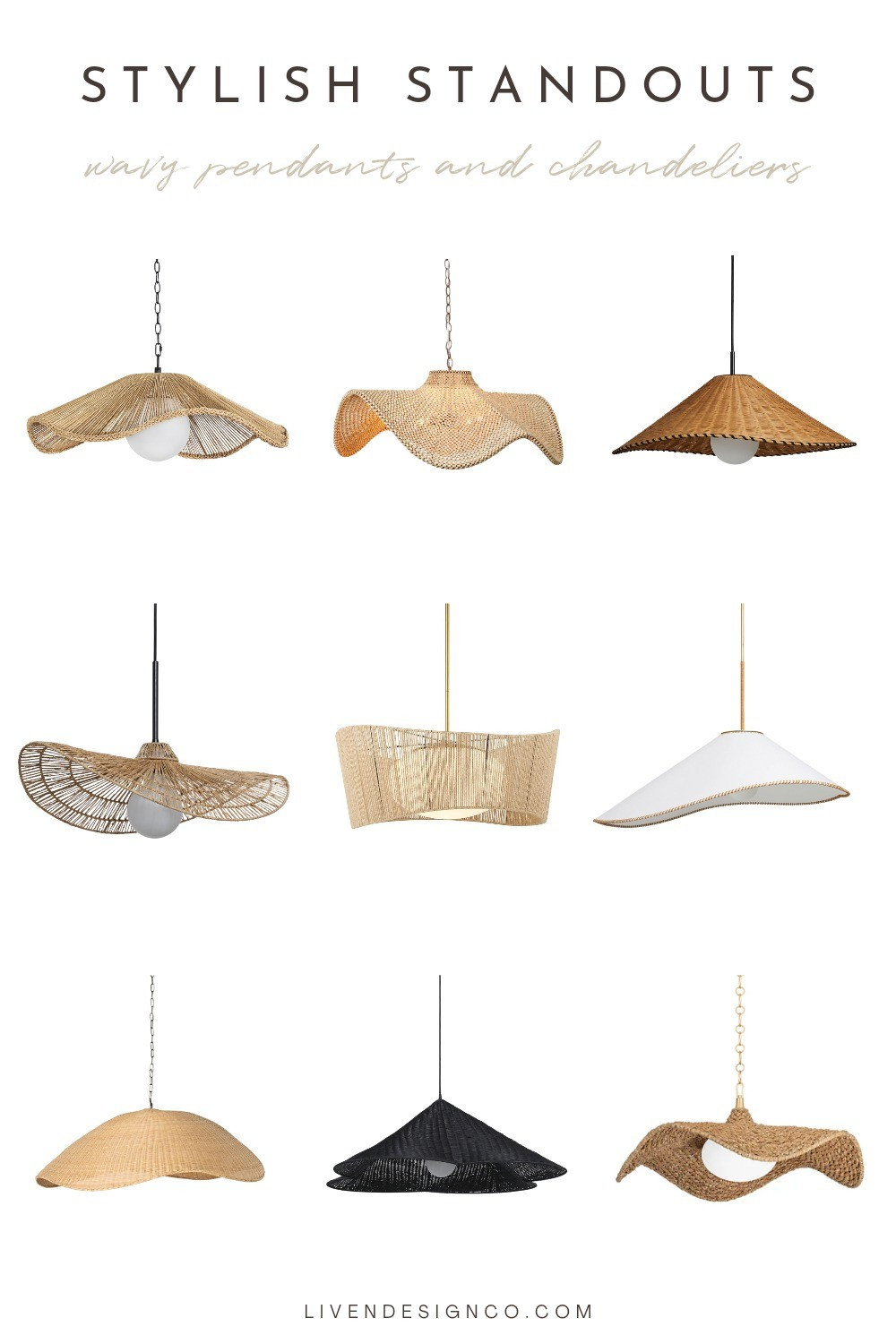 Wavy pendant. Wavy chandelier. Woven chandelier. Statement chandelier. Rattan shade. 

#LTKSeasonal #LTKHome #LTKSaleAlert